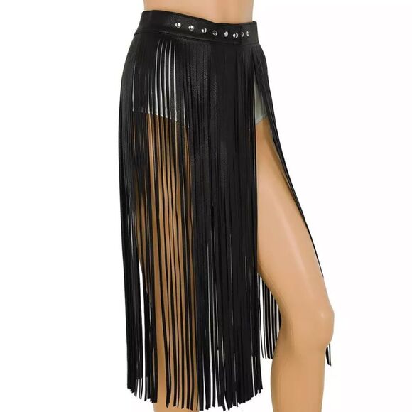 Black Long Fringe Tassel Belt NEW - Picture 1 of 4